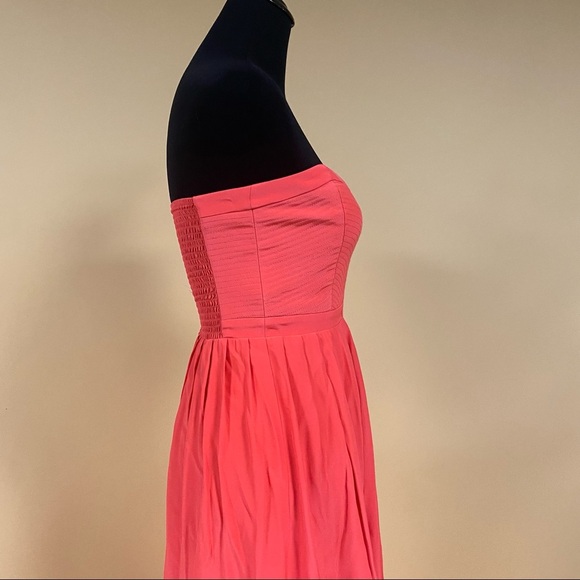 Parker Bayou Dragon Fruit Coral Strapless Silk Gown Maxi Dress Size S - Picture 9 of 12